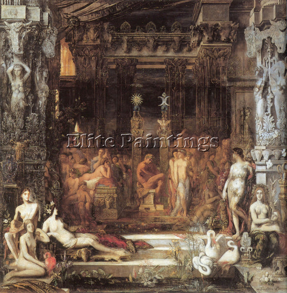 GUSTAVE MOREAU THE DAUGHTERS OF THESPIUS ARTIST PAINTING REPRODUCTION HANDMADE