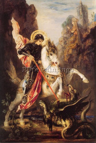 GUSTAVE MOREAU ST GEORGE ARTIST PAINTING REPRODUCTION HANDMADE CANVAS REPRO WALL