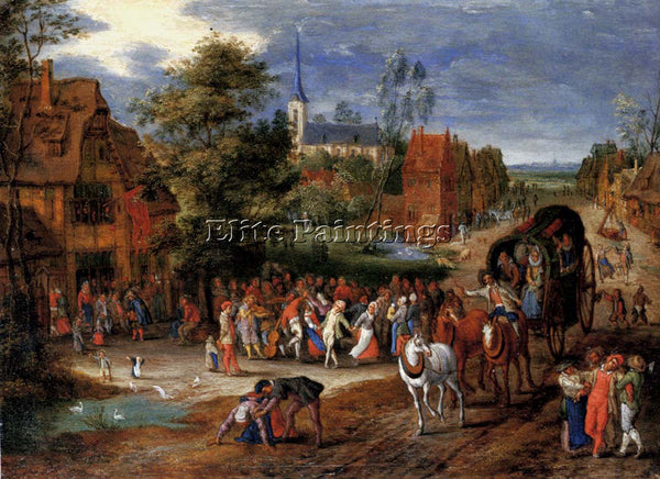 GYSELS PIETER A VILLAGE KERMESSE WITH A HORSE DRAWN CART IN FOREGROUND PAINTING
