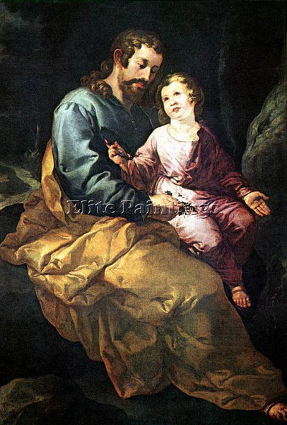 SPANISH HERRERA FRANCISCO DE THE ELDER ST JOSEPH AND THE CHILD PAINTING HANDMADE