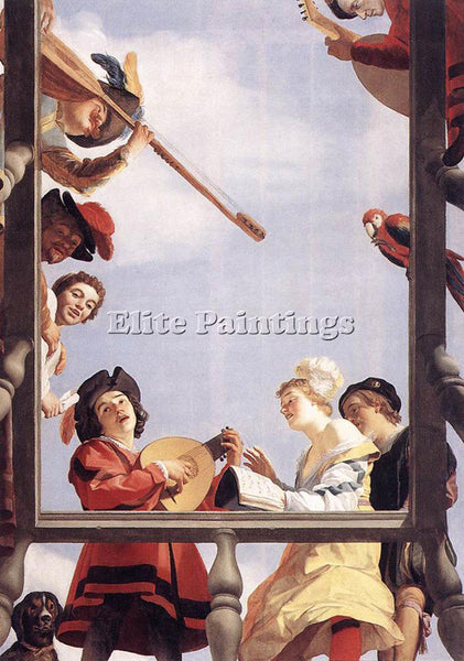 GERRIT VAN HONTHORST MUSICAL GROUP ON A BALCONY ARTIST PAINTING REPRODUCTION OIL