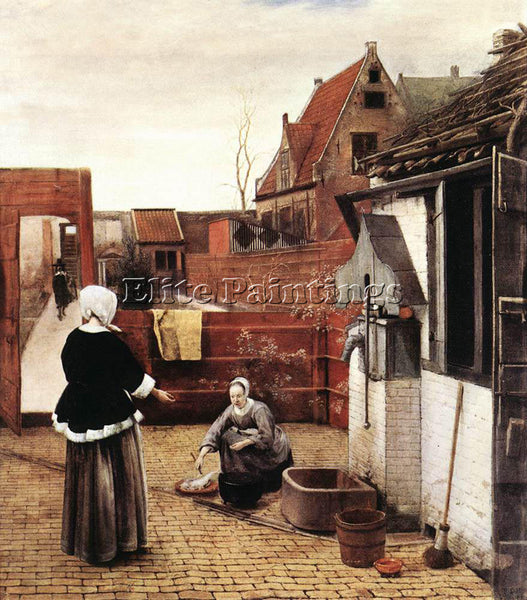 PIETER DE HOOCH WOMAN AND MAID IN A COURTYARD ARTIST PAINTING REPRODUCTION OIL