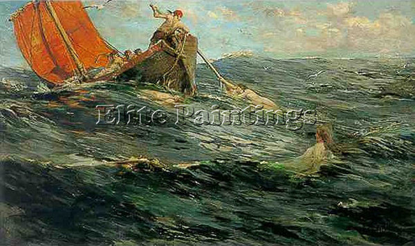 EDWARD MATTHEW HALE THE SIRENS ARTIST PAINTING REPRODUCTION HANDMADE OIL CANVAS