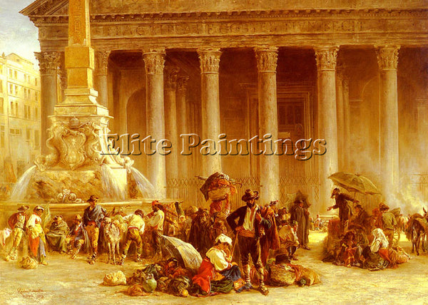 BRITISH HALSWELLE KEELEY THE QUACK DOCTOR OF THE PIAZZA ROTONDA ROME OIL CANVAS