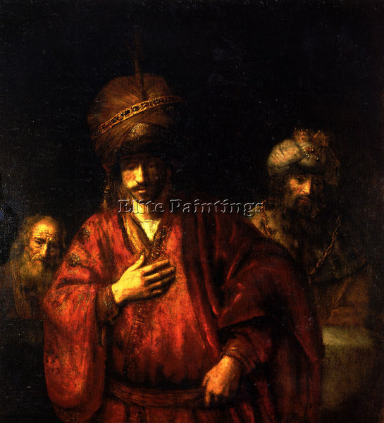 REMBRANDT HAMAN IN DISGRACE ARTIST PAINTING REPRODUCTION HANDMADE OIL CANVAS ART