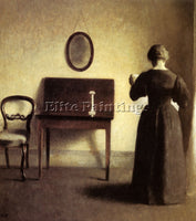 DENMARK HAMMERSHOI VILHELM A LADY READING IN AN INTERIOR ARTIST PAINTING CANVAS