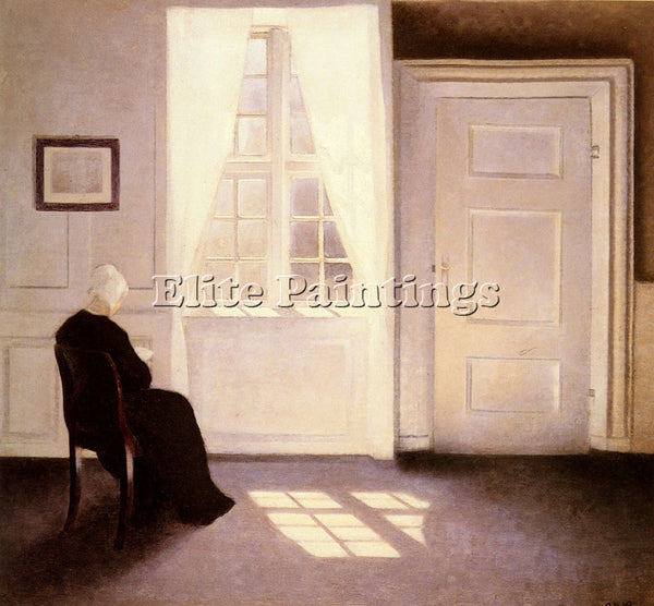 DENMARK HAMMERSHOI VILHELM A WOMAN READING BY A WINDOW ARTIST PAINTING HANDMADE