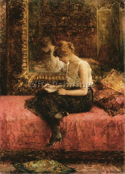 ALEXEI ALEXEIVICH HARLAMOFF LITERARY PURSUITS OF A YOUNG LADY PAINTING HANDMADE