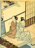 JAPANESE HARUNOBU SUZUKI JAPANESE 1725 1770 2 ARTIST PAINTING REPRODUCTION OIL