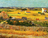 VAN GOGH HARVEST AT LA CRAU WITH MONTMAJOUR IN THE BACKGROUND PAINTING HANDMADE