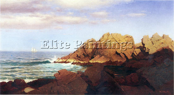 WILLIAM STANLEY HASELTINE ROCKS AT NAHANT ARTIST PAINTING REPRODUCTION HANDMADE