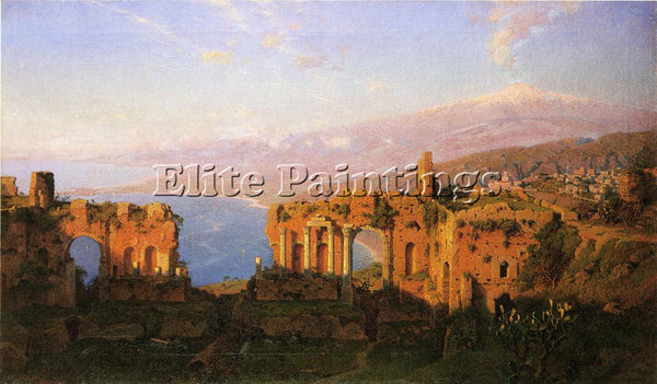 WILLIAM STANLEY HASELTINE RUINS OF THE ROMAN THEATRE AT TAORMINA SICILY PAINTING