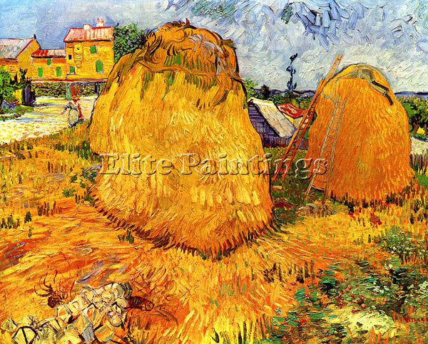 VAN GOGH HAYSTACKS IN PROVENCE2 ARTIST PAINTING REPRODUCTION HANDMADE OIL CANVAS