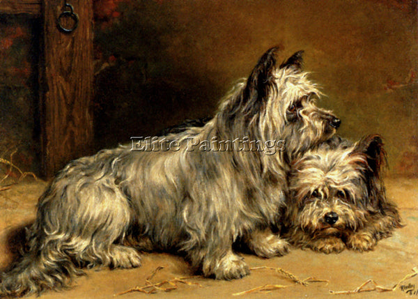 RALPH HEDLEY TWO TERRIERS ARTIST PAINTING REPRODUCTION HANDMADE OIL CANVAS REPRO