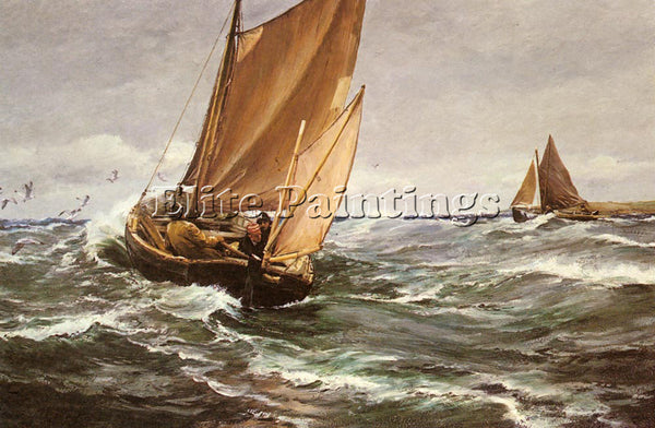 HEMY CHARLES NAPIER IN SPITE OF WIND AND WEATHER ARTIST PAINTING HANDMADE CANVAS