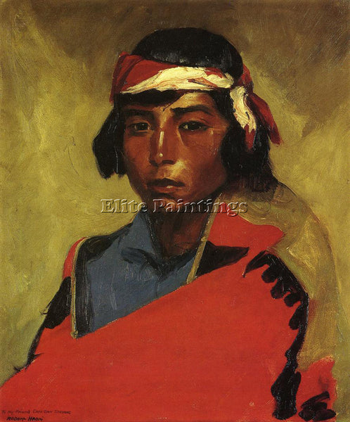 ROBERT HENRI YOUNG BUCK OF THE TESUQUE PUEBLO ARTIST PAINTING REPRODUCTION OIL