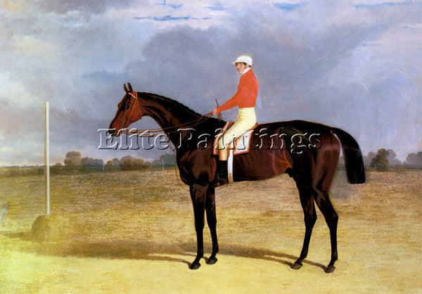 JOHN FREDERICK HERRING  A DARK BAY RACEHORSE WITH PATRICK CONNOLLY UP ARTIST OIL
