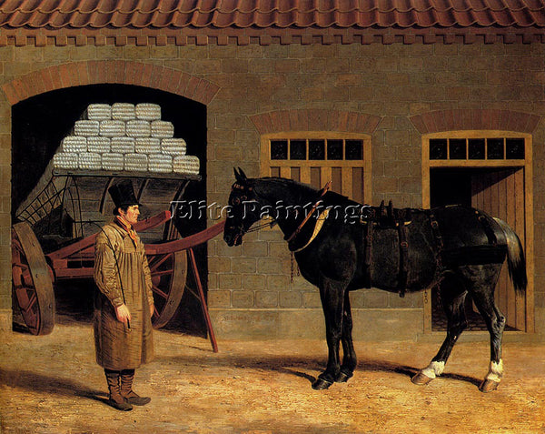JOHN FREDERICK HERRING A CART HORSE AND DRIVER OUTSIDE A STABLE ARTIST PAINTING