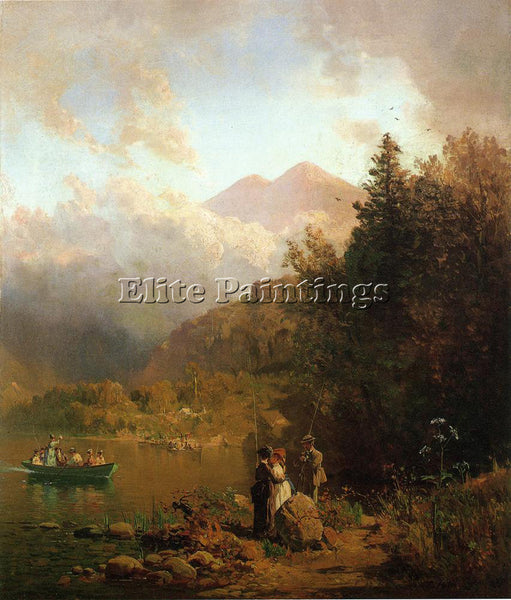 THOMAS HILL FISHING PARTY IN THE MOUNTAINS ARTIST PAINTING REPRODUCTION HANDMADE