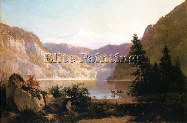 THOMAS HILL MOUNTAIN LAKE ARTIST PAINTING REPRODUCTION HANDMADE OIL CANVAS REPRO