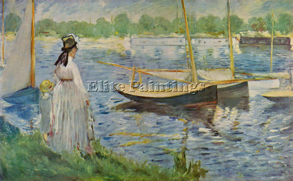 MANET HIS EMBANKMENT AT ARGENTEUIL ARTIST PAINTING REPRODUCTION HANDMADE OIL ART