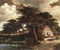 MEINDERT HOBBEMA LANDSCAPE WITH A HUT ARTIST PAINTING REPRODUCTION HANDMADE OIL