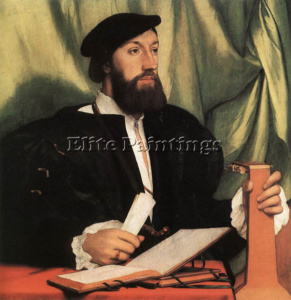 HANS HOLBEIN THE YOUNGER UNKNOWN GENTLEMAN WITH MUSIC BOOKS AND LUTE OIL CANVAS