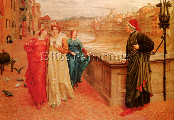 HENRY HOLIDAY DANTE AND BEATRICE ARTIST PAINTING REPRODUCTION HANDMADE OIL REPRO