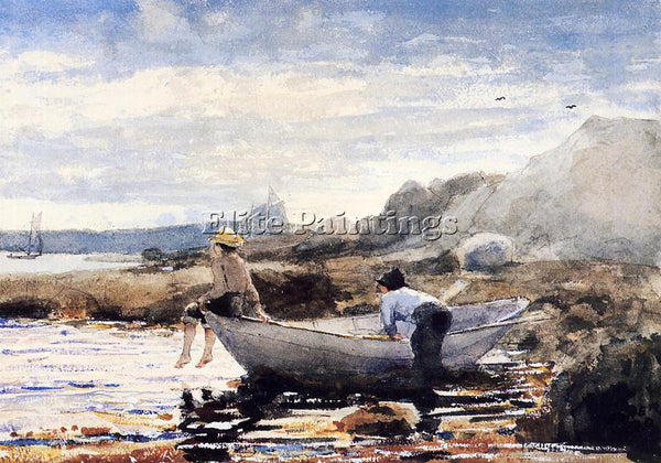 WINSLOW HOMER BOYS IN A DORY ARTIST PAINTING REPRODUCTION HANDMADE CANVAS REPRO