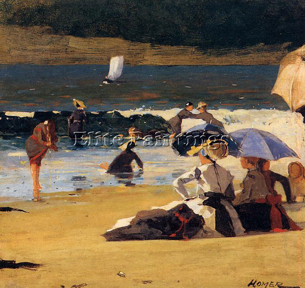 WINSLOW HOMER BY THE SHORE ARTIST PAINTING REPRODUCTION HANDMADE OIL CANVAS DECO