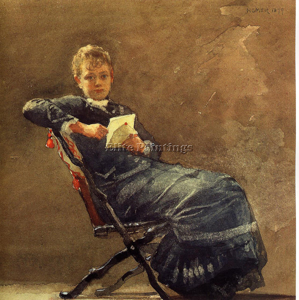 WINSLOW HOMER GIRL SEATED ARTIST PAINTING REPRODUCTION HANDMADE OIL CANVAS REPRO