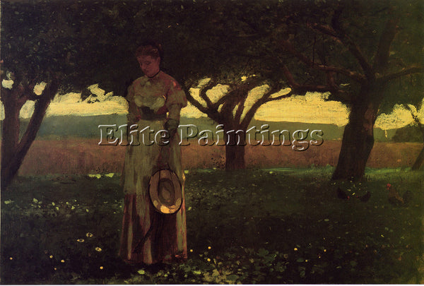 WINSLOW HOMER GIRL IN THE ORCHARD ARTIST PAINTING REPRODUCTION HANDMADE OIL DECO