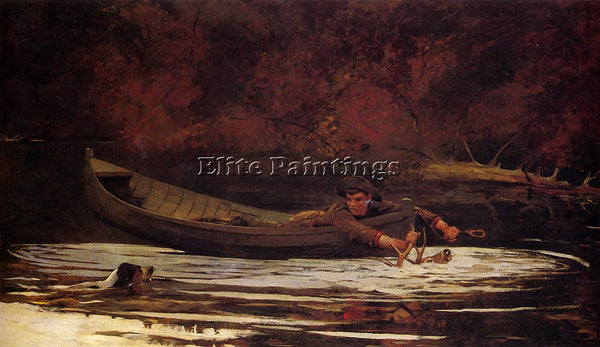 WINSLOW HOMER HOUND AND HUNTER ARTIST PAINTING REPRODUCTION HANDMADE OIL CANVAS