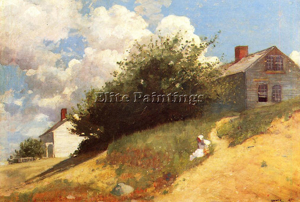 WINSLOW HOMER HOUSES ON A HILL ARTIST PAINTING REPRODUCTION HANDMADE OIL CANVAS