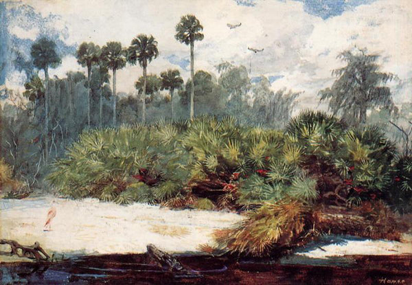 WINSLOW HOMER IN A FLORIDA JUNGLE ARTIST PAINTING REPRODUCTION HANDMADE OIL DECO