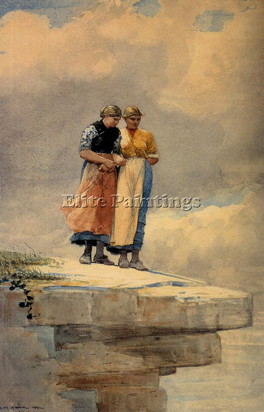 WINSLOW HOMER LOOKING OVER THE CLIFF ARTIST PAINTING REPRODUCTION HANDMADE OIL