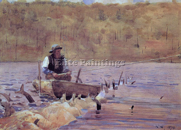 WINSLOW HOMER MAN IN A PUNT FISHING ARTIST PAINTING REPRODUCTION HANDMADE OIL