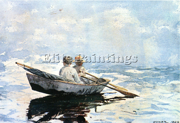 WINSLOW HOMER ROWBOAT ARTIST PAINTING REPRODUCTION HANDMADE OIL CANVAS REPRO ART