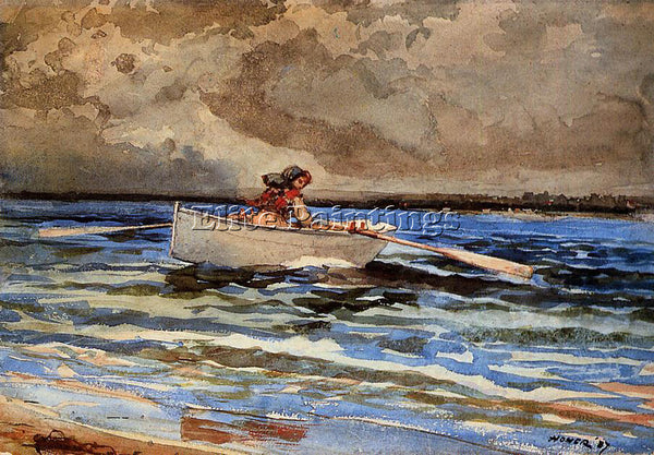 WINSLOW HOMER ROWING AT PROUT S NECK ARTIST PAINTING REPRODUCTION HANDMADE OIL