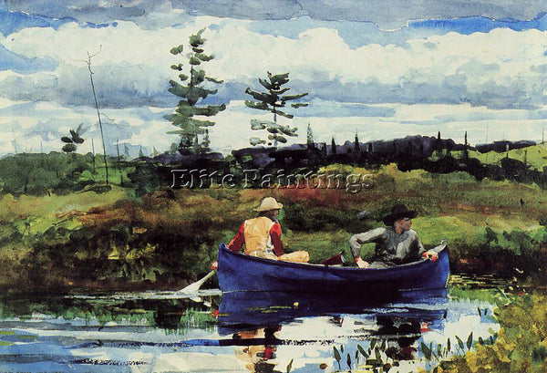 WINSLOW HOMER THE BLUE BOAT ARTIST PAINTING REPRODUCTION HANDMADE OIL CANVAS ART