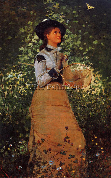 WINSLOW HOMER THE BUTTERFLY GIRL ARTIST PAINTING REPRODUCTION HANDMADE OIL REPRO