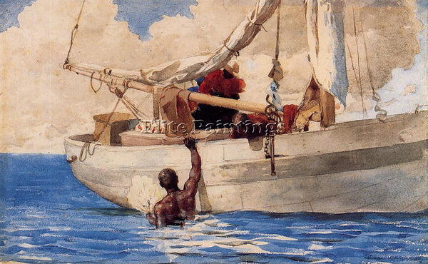 WINSLOW HOMER THE CORAL DIVERS ARTIST PAINTING REPRODUCTION HANDMADE OIL CANVAS