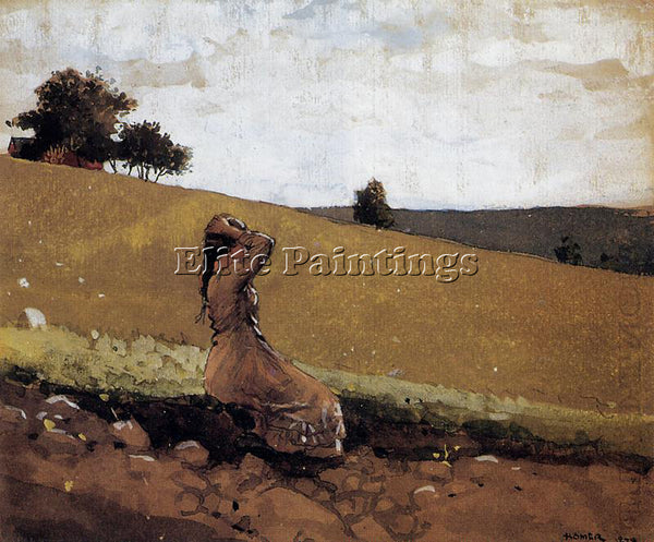 WINSLOW HOMER THE GREEN HILL AKA ON THE HILL ARTIST PAINTING HANDMADE OIL CANVAS