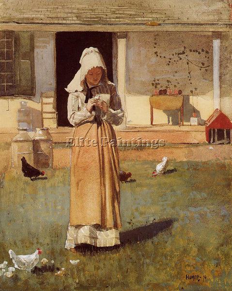 WINSLOW HOMER THE SICK CHICKEN ARTIST PAINTING REPRODUCTION HANDMADE OIL CANVAS