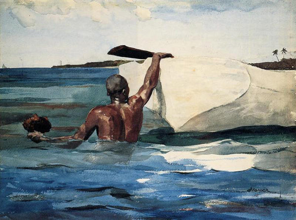 WINSLOW HOMER THE SPONGE DIVER ARTIST PAINTING REPRODUCTION HANDMADE OIL CANVAS