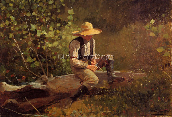 WINSLOW HOMER THE WHITTLING BOY ARTIST PAINTING REPRODUCTION HANDMADE OIL CANVAS
