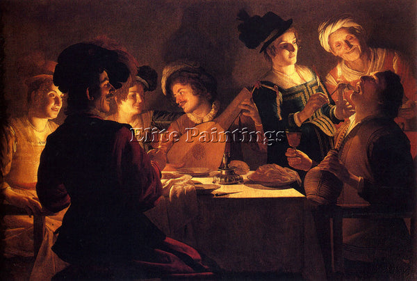 GERRIT VAN HONTHORST SUPPER WITH THE MINSTREL AND HIS LUTE ARTIST PAINTING REPRO