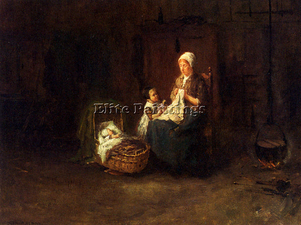 BERNARD DE HOOG DE A MOTHER AND HER CHILDREN IN AN INTERIOR ARTIST PAINTING OIL