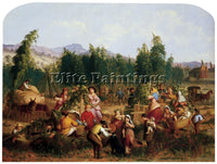 AMERICAN HOP PICKING 1862 ARTIST PAINTING REPRODUCTION HANDMADE OIL CANVAS REPRO