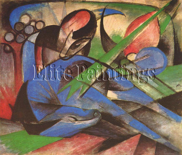 FAMOUS PAINTINGS HORSE DREAMING FRANZ MARC 39X46 ARTIST PAINTING HANDMADE CANVAS